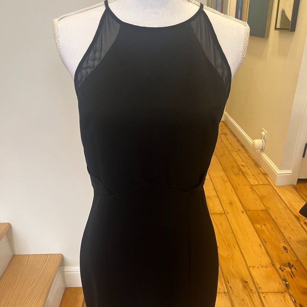 Reiss Halterneck Dress with Mesh Detail and Keyhole Back Opening Size 6